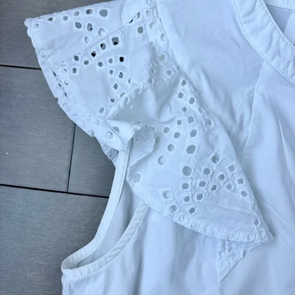 Banana Republic White Eyelet Ruffle Sleeve Blouse - Picture 3 of 10
